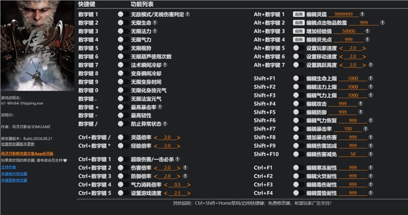 黑神話悟空四十二項修改器